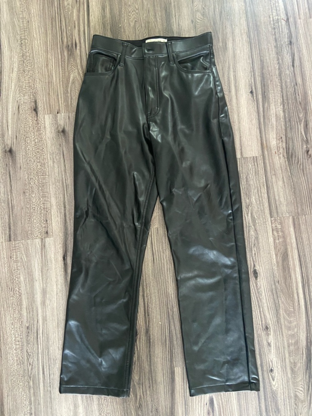 Abercrombie & Fitch Vegan Leather High-Rise Pants in Black